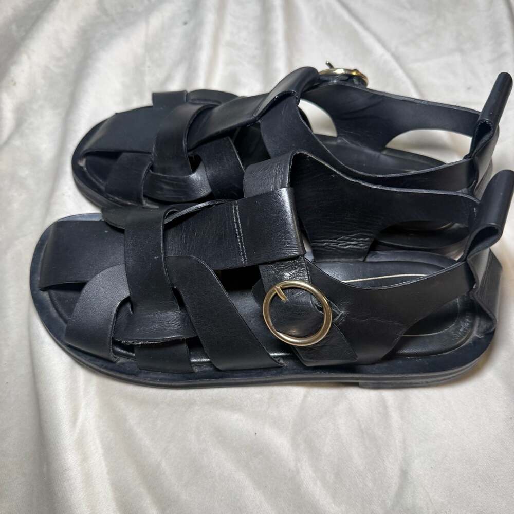 Zara Leather Fisherman Cage Sandals with Buckle - Picture 5 of 7